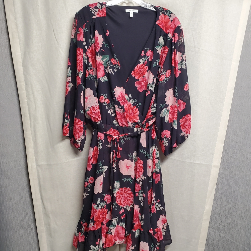 Maurices Navy and Pink Floral Long Sleeve Dress